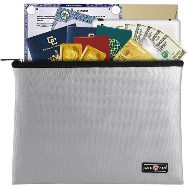 Bolsa De Documentos IgníFuga, Carpeta De Archivos IgníFuga E Impermeable, Bolsa De Dinero, Funda Cartuchera De Almacenamiento Seguro Plata-image