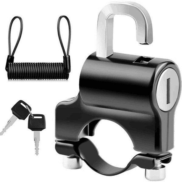 Mini PrzenośNa Blokada Kasku Zabezpieczenie Przed Kradzieżą W CałOśCi Z Metalu Z 2 Kluczami Do Roweru Na Kierownicę 22-24 Mm Lock & Reminder Rope-image