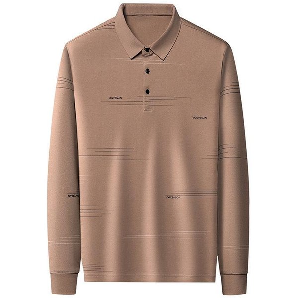 Camiseta De Manga Larga De OtoñO Para Hombre, Camiseta Informal De Moda Para Hombre De Mediana Edad Con Solapa Y Parte Inferior Para Hombre Xxxxl Gray-image