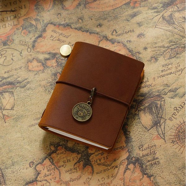 Retro Mini Cuaderno De Viajero Planificador Cuadernos Mini De Cuero Genuino Diario Hecho A Mano Cuaderno De Bocetos Planificador PapeleríA Café-image
