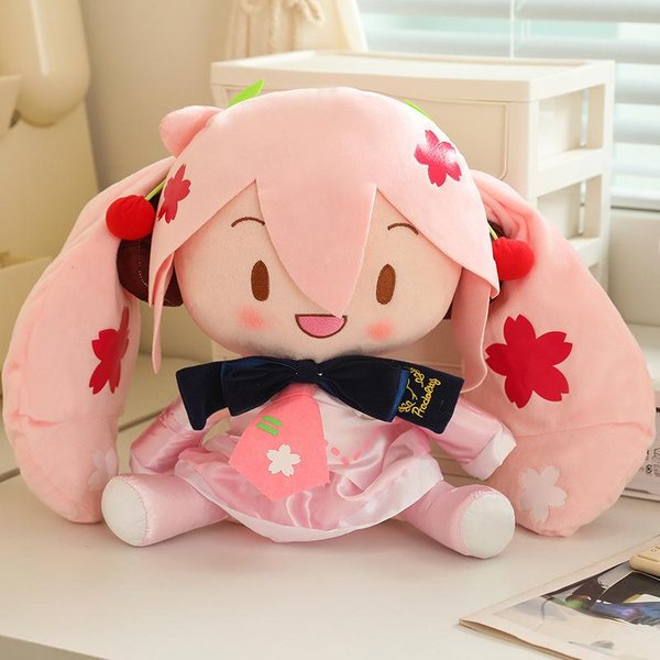Animacja Dwuwymiarowa Hatsune Miku Pluszowa Lalka Poduszka Urocza KreskóWka Hatsune Pluszowa Lalka Zabawki Prezenty ŚWiąTeczne About 30Cm Brown-image