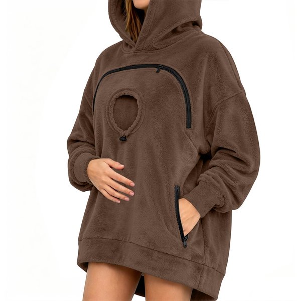 Unisex Bluza Z Kapturem Z DłUgim RęKawem, LuźNy KróJ, Z Kieszenią Na Zwierzę, Do Noszenia Na Co Dzień M Black-image