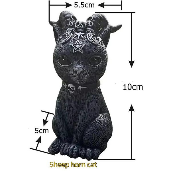 Estatua De Gato Negro Misterioso, Linda Estatua De Gato Bruja, DecoracióN De Bruja, DecoracióN De Escritorio, Escultura Dibujada A Mano De Halloween, 1 Pieza-image