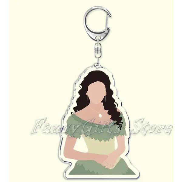 Llavero AcríLico De The Vampire Diaries Para Accesorios Bolso Colgante Damon Elena Stefan Anillo Llavero Llaveros JoyeríA Regalo De Pareja Beige-image