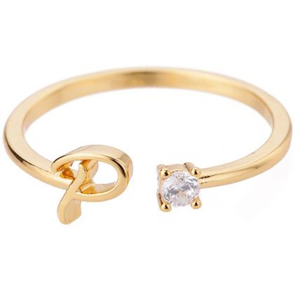 Anillos Iniciales Para Mujer Anillo De Boda Abierto Ajustable De Acero Inoxidable Tendencia 2024 Color Oro JoyeríA Para Pareja Accesorios Regalo 7&Gold Plated-image