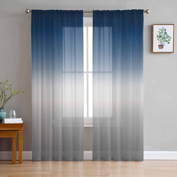 BrąZowo-Szare Gradientowe PrześWitująCe ZasłOny Do Dekoracji Salonu, ZasłOny Okienne Do Kuchni, Tiulowe Woalowe Organzowe ZasłOny W135 X H115Cm X1&Grommet Top-image