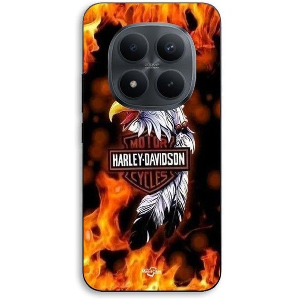 Coque De TéLéPhone - Maniacase - Xiaomi Redmi Note 15 Pro Plus 5G - Silicone TPU - Motif Harley Davidson Aigle Feu - Noir-image