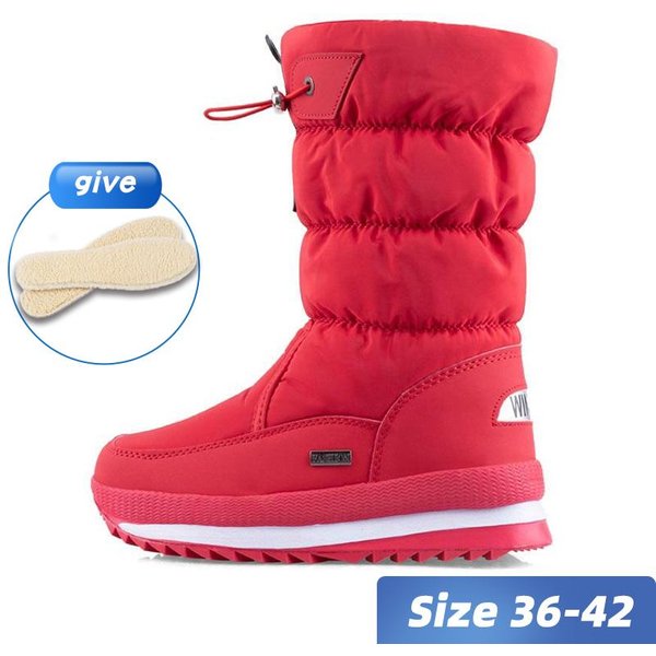 Botas De AlgodóN Grandes Y Medianas Para Mujer, Zapatos De AlgodóN Grandes, Informales, CáLidos Y Gruesos, Botas De Nieve Para Invierno, Antideslizantes E Impermeables 36 Rojo-image