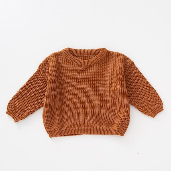 Ropa Infantil SuéTer De Punto Jersey Color SóLido SuéTer Para NiñAs 90 Brown-image