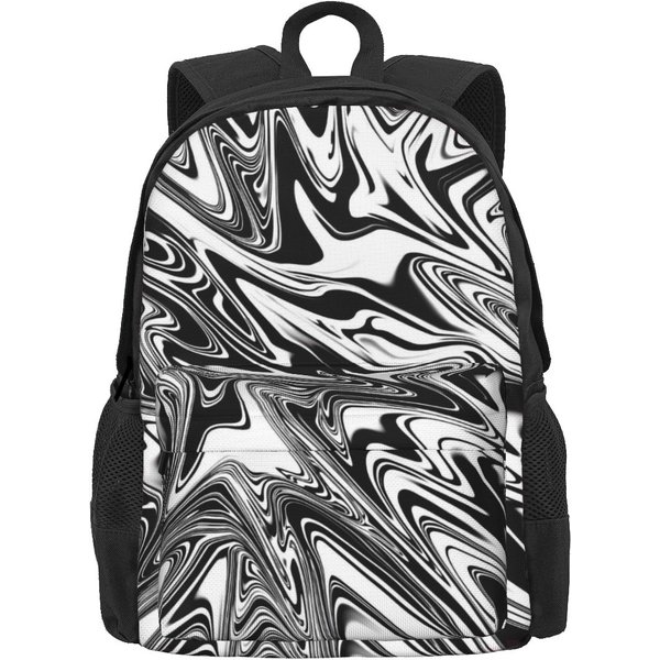 BiałY Plecak Tie Dye Z Abstractnym Nadrukiem PęDzlem Plecaki Streetwearowe Student Unisex Rowerowy MięKki Torby Szkolne Wysokiej JakośCi Plecak 36X32X10Cm-image