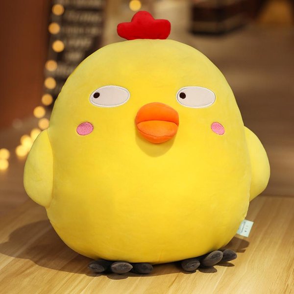 Almohada De Peluche Suave Squishy De Pollito Amarillo 20X25Cm Cara Emocional Linda Animal De Dibujos Animados CojíN Soporte Lumbar Peluche Regalo De CumpleañOs 20X25Cm-image