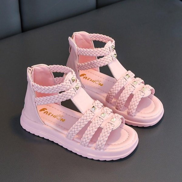 Letnie Nowe Modne Buty KsiężNiczki Z Odkrytymi Palcami MięKkie Podeszwy Buty DziecięCe Rzymskie Buty DziewczęCe SandałY 37-image