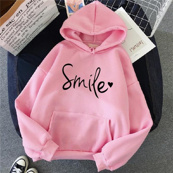 Damskie Bluzy Z Kapturem W Stylu KoreańSkim Z Nadrukiem Literowym, Damskie Z DłUgim RęKawem, LuźNe, Codzienne, Na Jesień I Zimę XXL RóżOwy-image