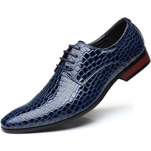 Nowe MęSkie Eleganckie Buty Z Ostrym Noskiem BłYszcząCa SkóRa WzóR Kamienia Styl Brytyjski Wygodne Biznesowe Codzienne Formalne Buty Dla MężCzyzn 43-image
