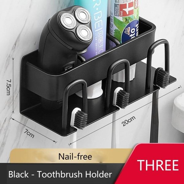 Soporte Para Cepillos De Dientes Con Portavasos Organizador De BañO Estante Para Almacenamiento De Pasta De Dientes Soporte Para Maquinilla De Afeitar Accesorios De BañO Gray-image
