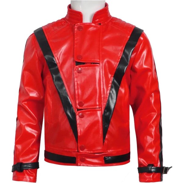 Kostiumy Zembie Cosplay Czerwona SkóRzana Kurtka Michael Jackson Thriller Wieczorowe Ubranie Dzieci Halloween Rock Scena WystęP 140 Czerwony-image