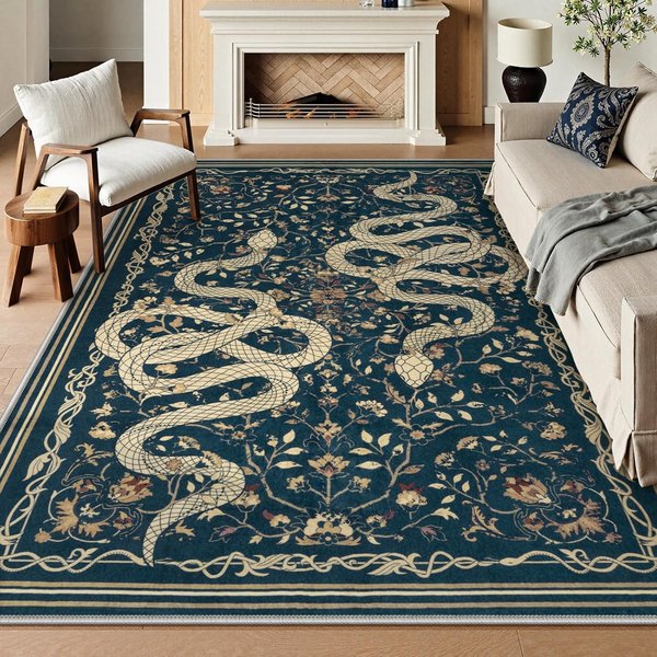 Zmywalny Dywan Obszarowy Dywan Wąż Do Salonu AntypośLizgowe MięKkie Dywaniki Do Sypialni Dywan WewnęTrzny Do Jadalni Biuro Domowe Dekoracja Domu 50X80Cm Gray-image