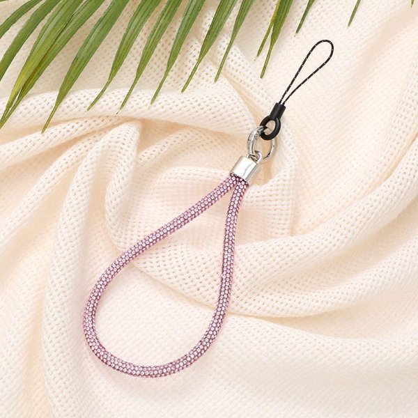 CordóN Brillante Para TeléFono Con Purpurina, Correa De MuñEca Para TeléFono, Llavero Colgante, Cuerda Anti-PéRdida Color Rosa-image
