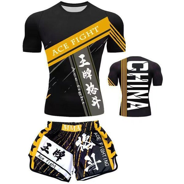 Zestaw Treningowy MMA Uniforma Muay Thai Koszulka Spodnie Sporty Walki Fitness SiłOwnia Trening XL Recommended Height 170Cm-image