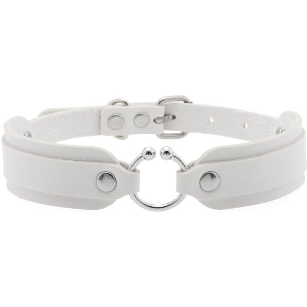 Collar Gargantilla Diezi Harajuku GóTico Cosplay De Cuero PU Para Mujeres Hombres Punk Sexy Colgante De CíRculo Collares Torques Regalo JoyeríA Gray-image