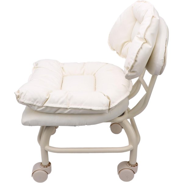 Taburete Bajo Con Ruedas Y Respaldo Impermeable PU Giratorio 360 Grados Acolchado Suave Taburete Bajo Con Ruedas-image