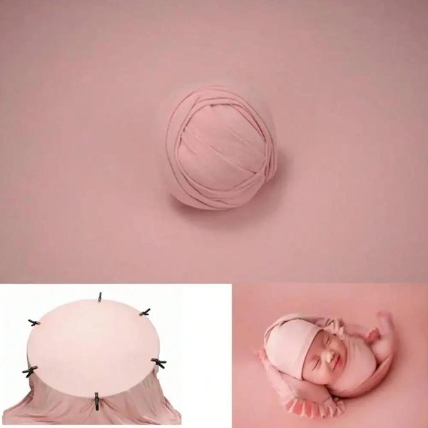 Set De Manta Envoltorio Para Fondo De FotografíA De ReciéN Nacidos Telas Suaves Accesorios De Estudio Para SesióN Marco Para Ponerse Bebé Mantas Envoltorios Fotografia (Pink,Wrap 40X170Cm)-image