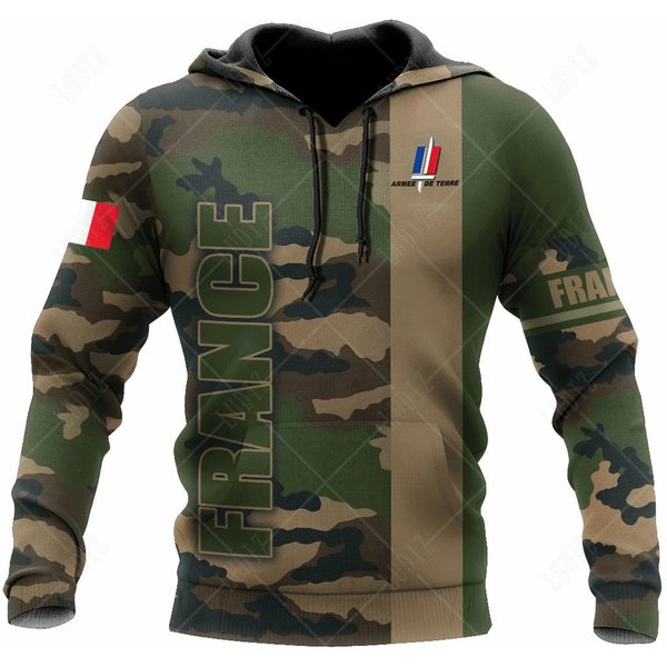 Francja Bluzy Z Kapturem MęSka Bluza Z Kapturem 3D Print Flaga Francji Topy Jesień DłUgi RęKaw Streetwear Projektant Bluza Z Kapturem Dla MężCzyzn Odzież 3XL Gray-image