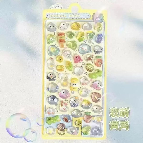 #@Urocze Naklejki Z ŻYwicy Galaretkowej 3D KreskóWkowe BłYszcząCe Przezroczyste Naklejki Do Scrapbookingu Etui Na Telefon Laptop Dekoracje Diy..-image