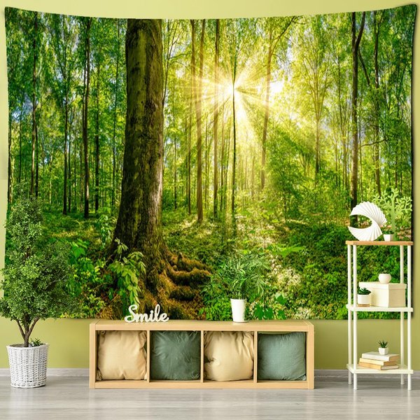 GóRa Drzewna Las Gobelin śCienny WisząCy Naturalny Krajobraz Psychodeliczny Czary Styl Boho TłO Tkanina WystróJ Domu 150X100 Cm-image