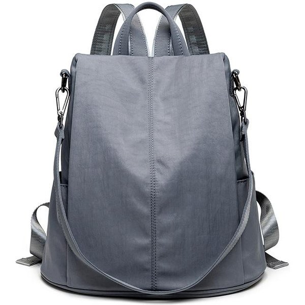 Nueva Bolsa De Nailon Simple Casual Y De Moda Mochila Ligera De Tela Oxford Bolsa Escolar Para Estudiantes Gray-image