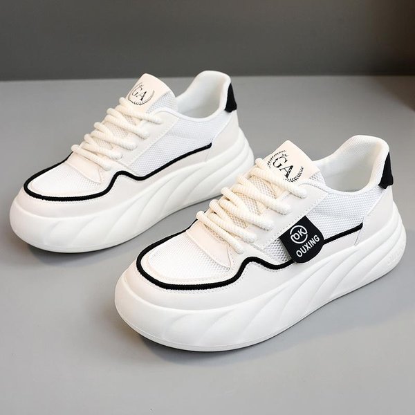 Calzado Transpirable Para Mujer Zapatillas De Malla Para Caminar Al Aire Libre Moda Con Suela Gruesa Comodidad Plana Zapatos Casuales Ligeros Para Mujer 40 Gray-image