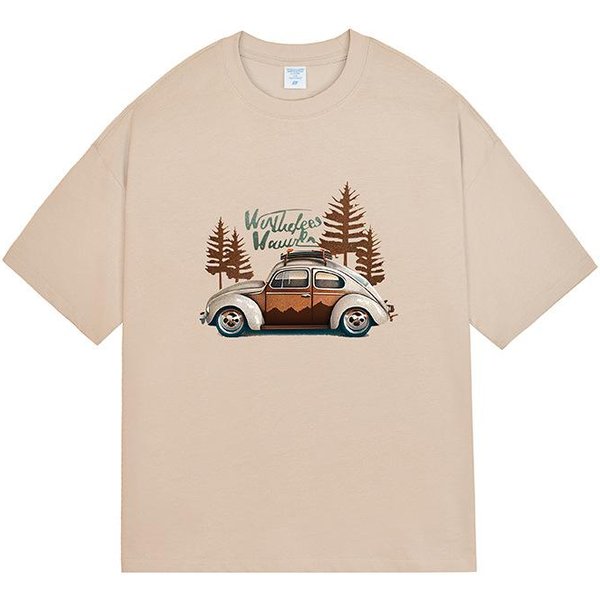 Camiseta De AlgodóN Para Hombre Estampada Vintage Primavera/Verano Nueva Marca De Moda Suelta Casual Manga Corta Para Hombre XXL-image