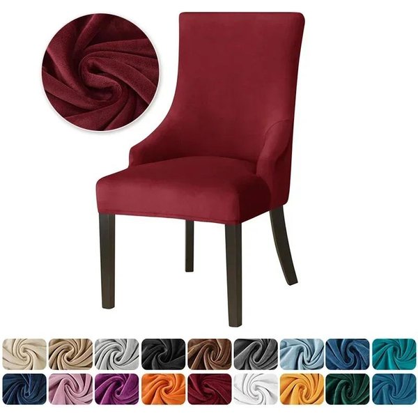 1PC Funda De Silla De Comedor De Terciopelo EláStica Suave Con Respaldo Inclinado Fundas Para Sillas Funda De Asiento Para SillóN Para Banquete Boda Hogar-image