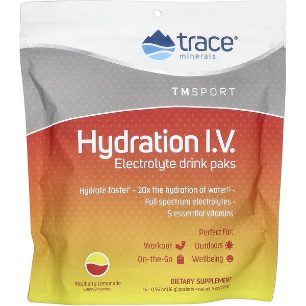 Trace, HidratacióN Iv, Paquete De Bebida ElectrolíTica, Sabor Limonada De Frambuesa, 16 Paquetes, 0.56 Oz (16 G) Cada-image