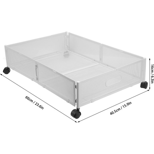 Contenedores De Almacenamiento Debajo De La Cama Con Ruedas PatróN De Rejilla Tipo ExtraíBle Metal Desmontable Zapatero Debajo De La Cama Blanco-image