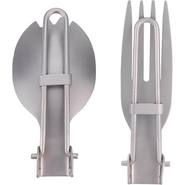 Cuchara Tenedor Plegable PortáTil De Titanio Cubiertos Para Camping Al Aire Libre Vajilla Para Viaje(Tenedor Cuchara) Gray-image