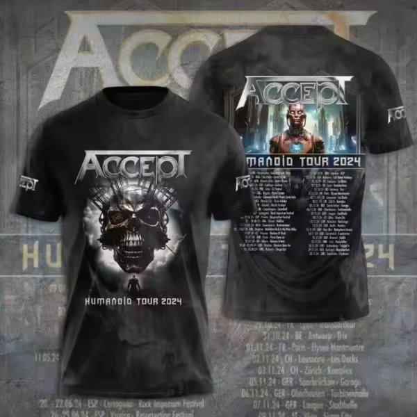 Koszulka MęSka Vintage Klasyczny Zespół Accept Koszulki Z Nadrukiem 3D MężCzyzna Kobieta Hip Hop KróTki RęKaw T-Shirt Moda Street MęSki Top Odzież S-image