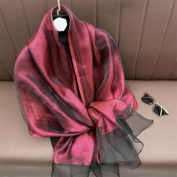 Jedwabno-WełNiany Szalik Dla Kobiet GłAdkie Szale Chusty Pashmina HidżAb Foulard Femme PlażOwe Szale Bandana Luksusowe Poncho 200X70Cm Black-image