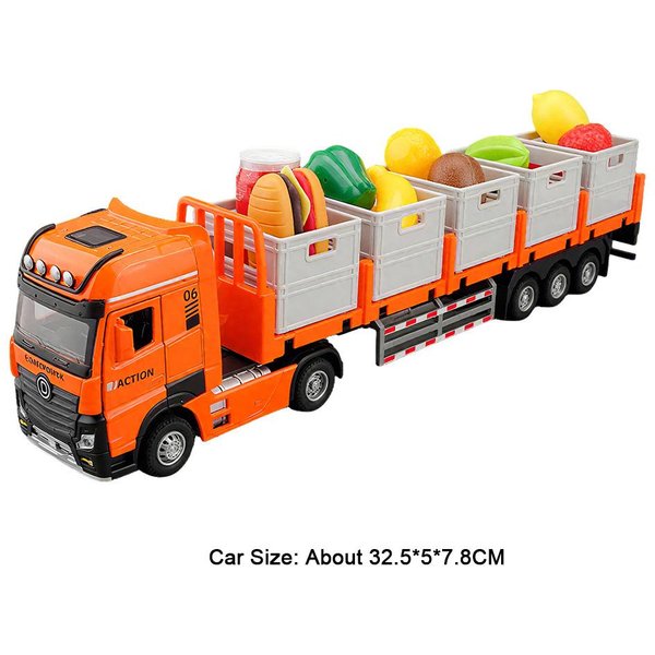 1:32 SamochóD Transportowy PodwóJna Warstwa Model Zabawkowy Stop Diecast Pull Back DźWięK ŚWiatłO Pojazdy Budowlane Modele Na Prezent Dla ChłOpca-image