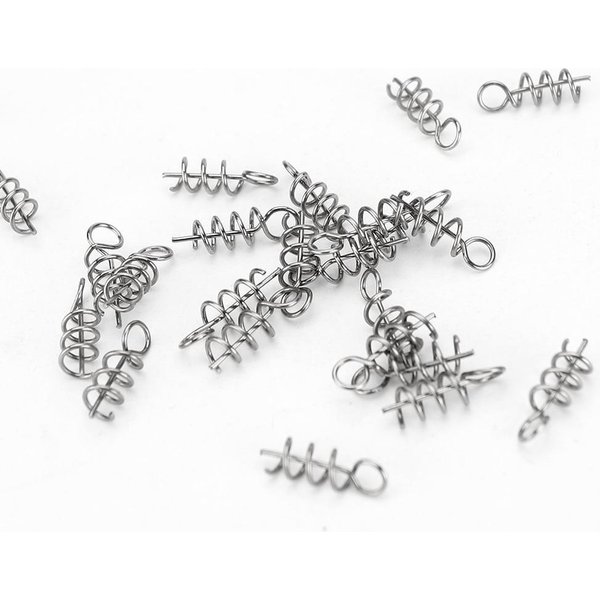 50 Unids/Lote Pin De Bloqueo De Resorte Gancho De Manivela Conector De Pesca Giratorios De Acero Inoxidable Y Cebo Suave A PresióN White-image