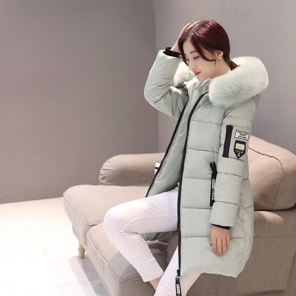 Invierno Nuevo VersióN Coreana Moda Ropa De AlgodóN Mediana Y Larga Para Mujer Talla Grande Chaqueta Slim Con Capucha 4XL Gray-image