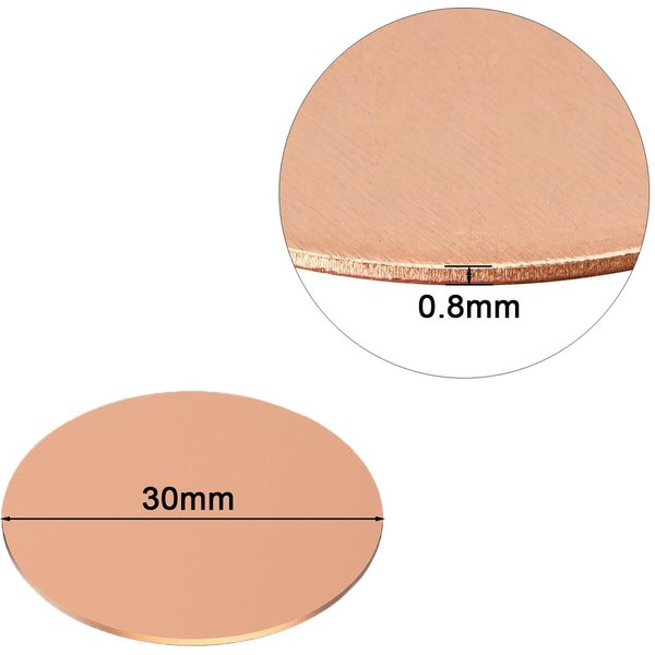 Dysk Z Czystej Miedzi T2, OkrąGłA PłYta, Grubość 0,1 Mm-5 Mm, śRednica 30 Mm 31 Mm 32 Mm 33 Mm 34 Mm 35 Mm-50 Mm 0.8X30Mm 2Pcs-image