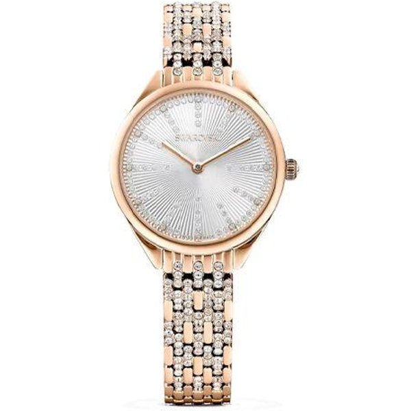 Reloj Swarovski Attract Movimiento De Cuarzo Correa De Metal Esfera Plateada Relojes Para Mujer 5610487 Rose Gold Strap White-image