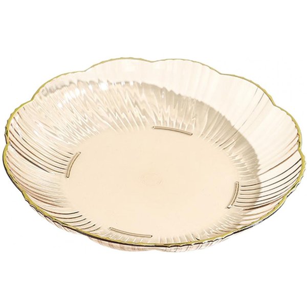Plato De Fruta Plato De Ensalada Plato Apilable Para Servir Bocadillos Elegante Borde Dorado Plato Redondo Irrompible Para Ensalada Y Postre Para Uso Moderno-image