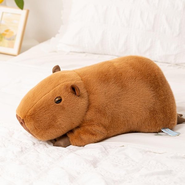 Puszysta Pluszowa Lalka Kapibara Kawaii Kapibara Z BułKą Hamburgerową Pluszowa Zabawka Symulacja Pluszowych ZwierząT Prezent Urodzinowy WystróJ Domu-image