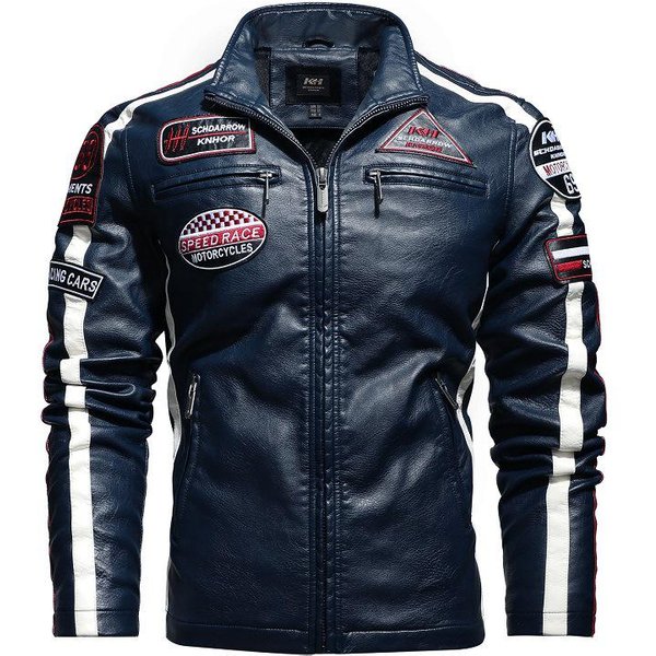 Chaqueta De Cuero Pu Lavada Casual Suelta De Talla Grande Para Hombre De OtoñO E Invierno Chaqueta De Motocicleta 4XL Gray-image