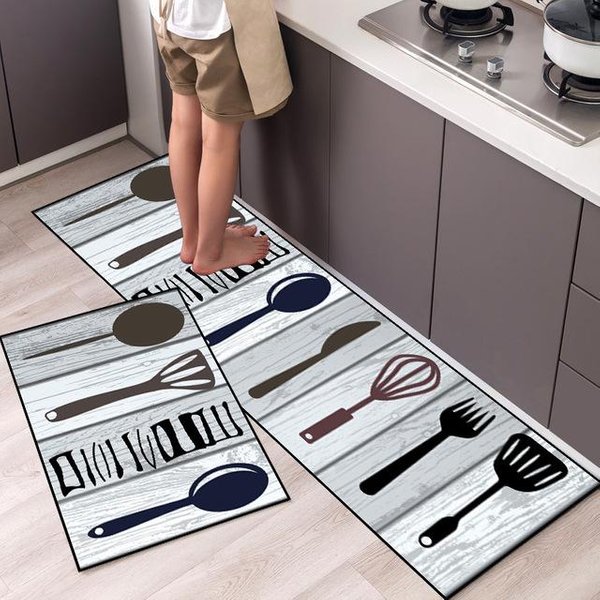 Alfombra De Cocina Antideslizante Lavable Alfombra De Entrada Para BañO Alfombra Para El Suelo Del Hogar Alfombra De ÁRea Para Sala De Estar Dormitorio Mesita De Noche Pasillo Alfombras Largas 40Cmx60Cm 1Pc-image