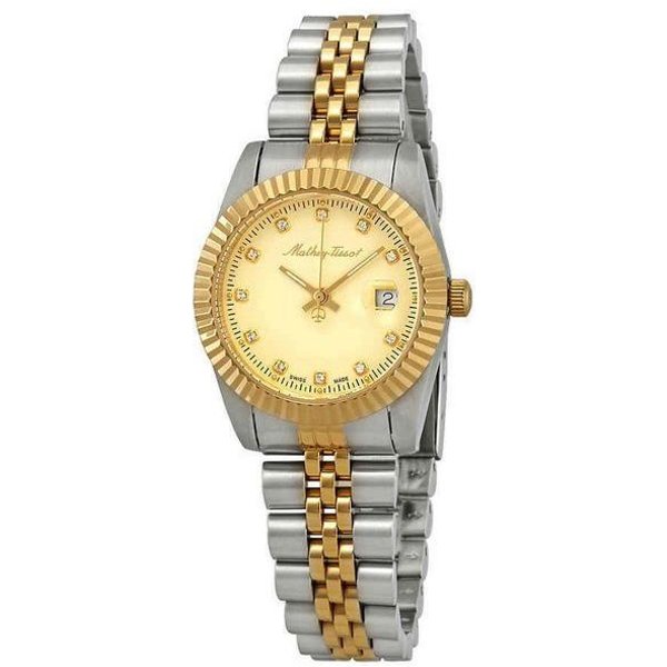 Reloj Mathey-Tissot Mathy III De Cuarzo En Acero Inoxidable De Dos Tonos Y Esfera Dorada D810BDI Para Mujer Oro-image