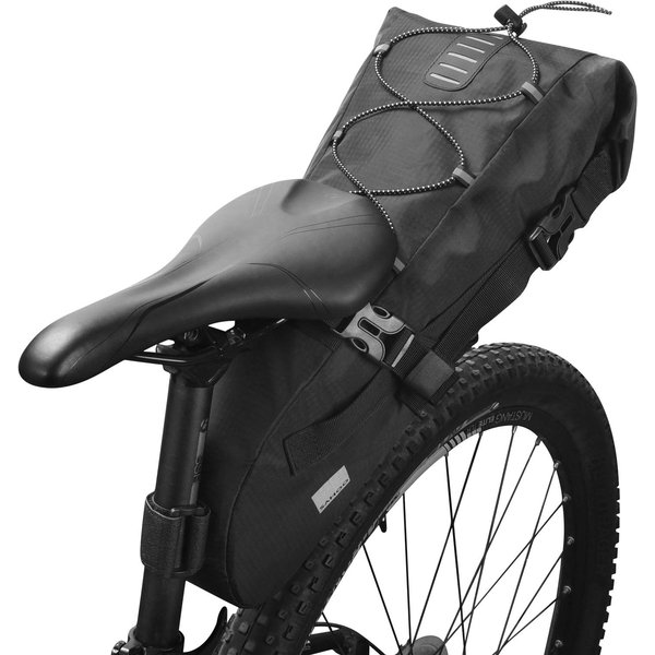 Bolsa Para SillíN De Bicicleta, Bolsa Impermeable Para Almacenaje De Bicicletas, Bolsa Reflectante Para Poste De Asiento Trasero Para Ciclismo, Grande Negro-image