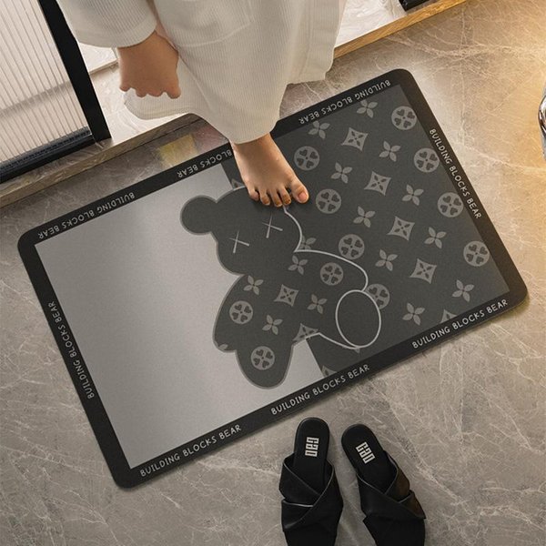 BañO Alfombra De Puerta De BañO Absorbente Barro Diatomeo Almohadilla Suave Inodoro Secado RáPido Almohadilla Antideslizante Inodoro Almohadilla De Pie En Forma De U 40 * 60CM-image